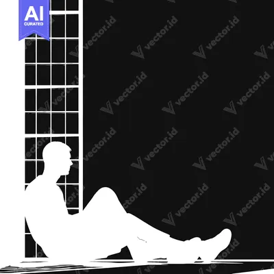 Silhouette of a Man Sitting Near a Window