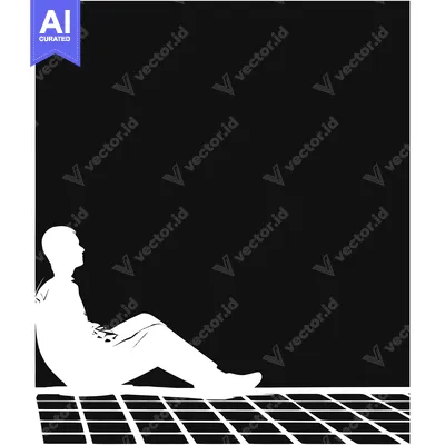 Aset desain premium: Silhouette of a Man Sitting with His Legs Extended