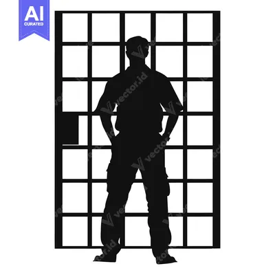 Popular premium asset: Silhouette of a Man Standing Behind Prison Bars