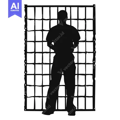 Silhouette of a Person Standing Behind a Grid Pattern