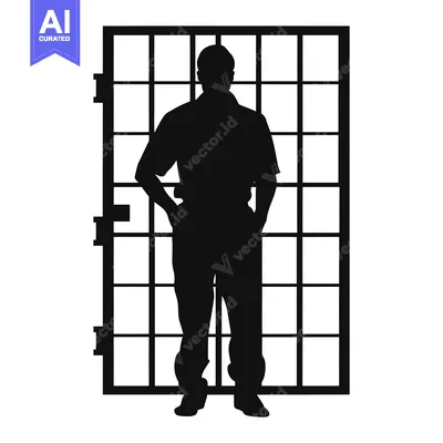 Popular premium asset: Silhouette of a Man Standing Behind Bars