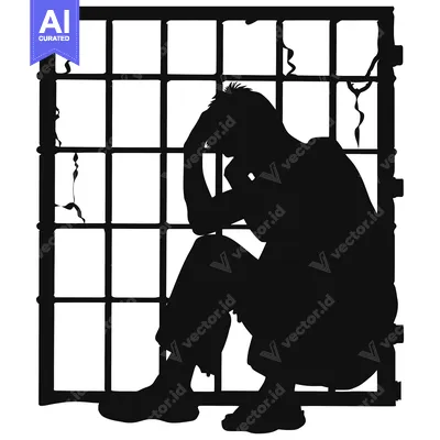 Aset premium populer: Silhouette of a Man Sitting in a Broken Window Frame