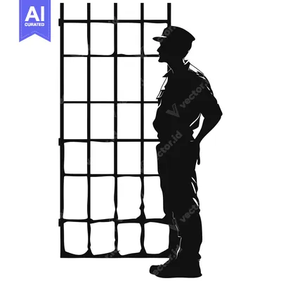 Aset premium populer: Silhouette of a Man Standing in Front of a Gated Window