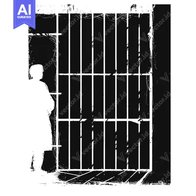 Aset premium populer: Silhouette of a Person Standing in Front of a Prison Cell