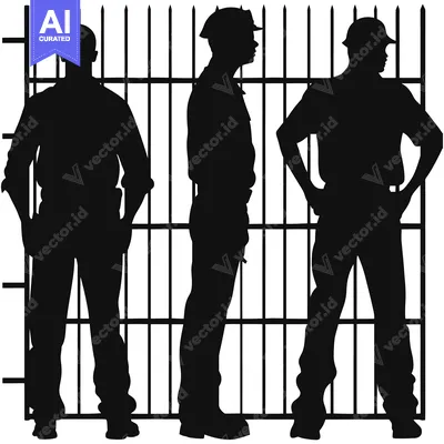 Popular premium asset: Three Silhouettes Standing Behind a Metal Fence