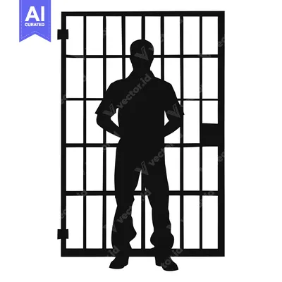 Premium design asset: Silhouette of a man standing behind prison bars