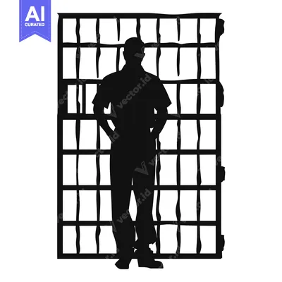 Aset premium populer: Silhouette of a Man Standing Behind a Gate