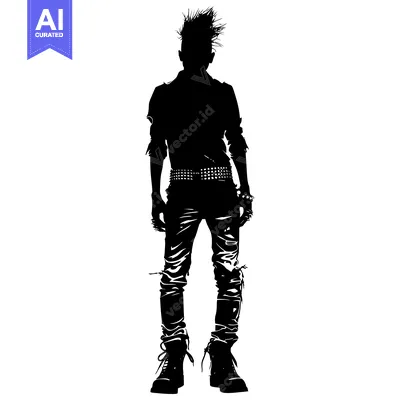 Popular premium asset: Silhouette of a Punk Rock Male Figure