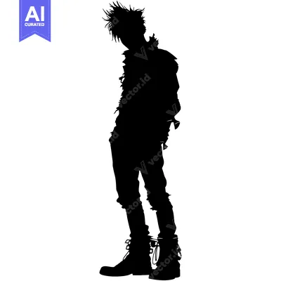 Aset premium populer: Silhouette of a Man Wearing a Jacket and Boots