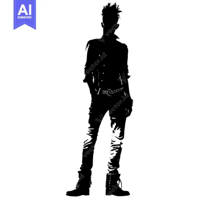 Aset premium populer: Silhouette of a Man Wearing Boots and Jeans