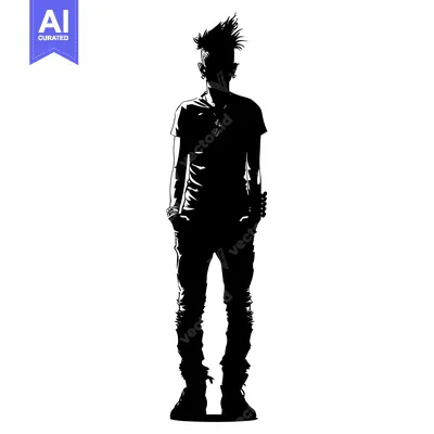 Silhouette of a Young Person with Spiky Hair and a Necklace