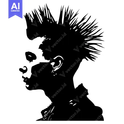 Popular premium asset: Silhouette of a Person with Spiky Hair in Profile