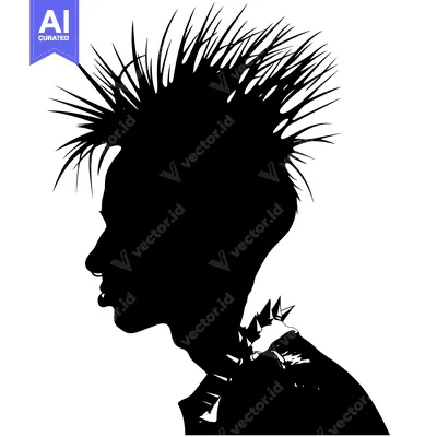 Popular premium asset: Silhouette of a Person with Spiky Hair and a Collar of Spikes