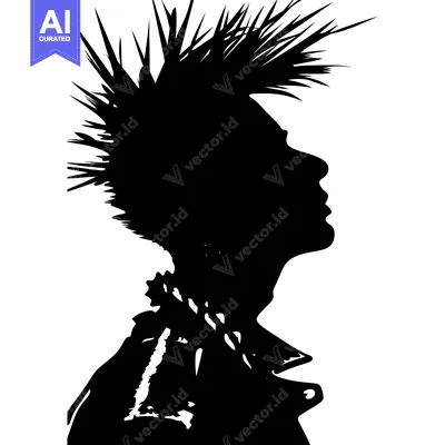 Premium design asset: Silhouette of a Person with Spiky Hair and Leather Jacket
