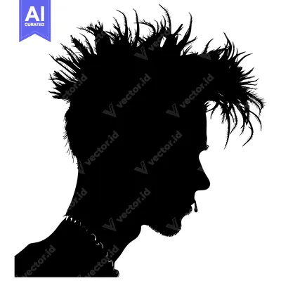 Aset desain premium: Silhouette of a Person with Spiky Hair