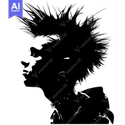 Aset desain premium: Silhouette of a Person with Spiky Hair