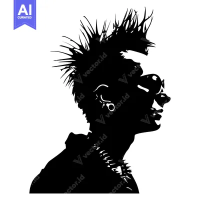 Premium design asset: Silhouette of a Person with Spiky Hair and Sunglasses