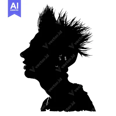 Silhouette of a Person with Spiky Hair and Piercings