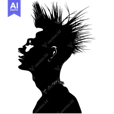 Aset desain premium: Silhouette of a Person with a Spiky Hairstyle