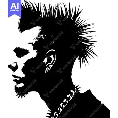 Aset desain premium: Silhouette of a Person with a Spiky Hairstyle