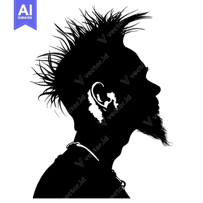 Aset desain premium: Silhouette of a Person with a Spiky Hairstyle