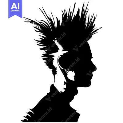 Aset premium populer: Black and White Silhouette of a Person with a Spiky Hairstyle