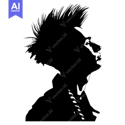 Aset desain premium: Silhouette of a Person with a Spiky Hairstyle