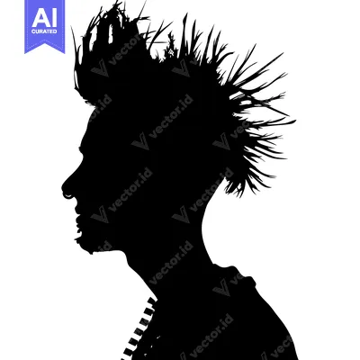 Aset premium populer: Silhouette of a Person with a Spiked Hairstyle