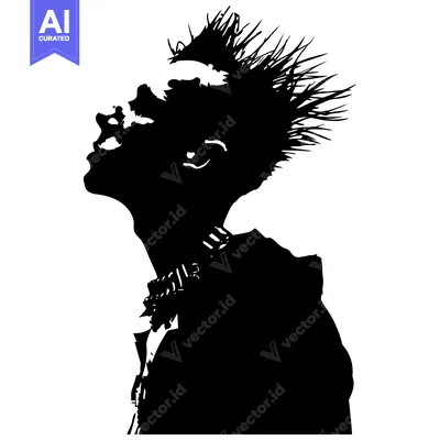 Popular premium asset: Silhouette of a Person with Spiky Hair and a Necklace