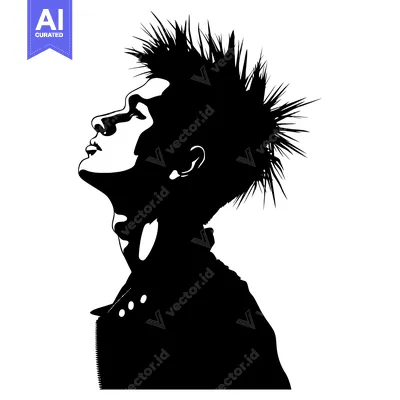 Aset premium populer: Silhouette of a Person with Spiky Hair Looking Upward