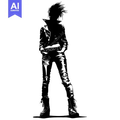 Aset premium populer: Silhouette of a woman in a leather jacket and jeans