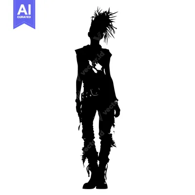 Popular premium asset: Silhouette of a Punk Rock Girl with Spiky Hair