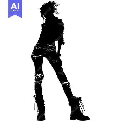 Silhouette of a Young Woman in Edgy Clothing