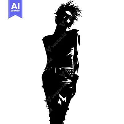 Aset premium populer: Silhouette of a Punk Rock Fashion Person with Spiky Hair