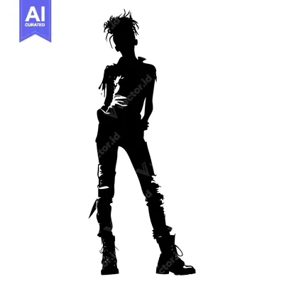 Popular premium asset: Silhouette of a Young Woman in Edgy Attire