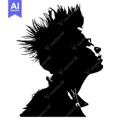 Silhouette of a Person with Spiky Hair Looking Upward
