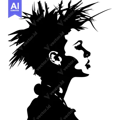 Aset desain premium: Silhouette of a Woman with Spiky Hair