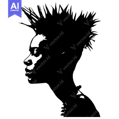 Premium design asset: Silhouette of a Woman with Spiky Hair in Profile
