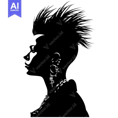 Silhouette of a Person with Spiky Hair and Piercings