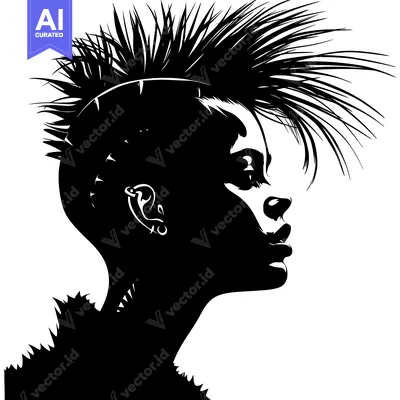 Black and White Silhouette of a Person with Spiky Hair