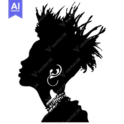 Silhouette of a Person with a Spiky Hairstyle and Earrings