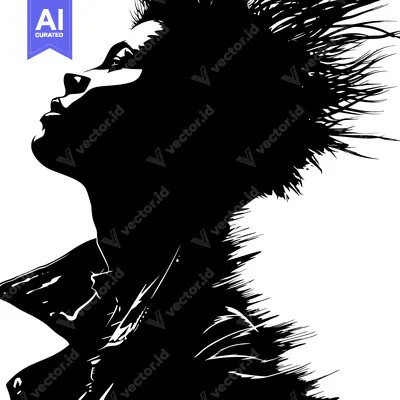 Premium design asset: Silhouette of a Woman with Spiky Hair Looking Upward