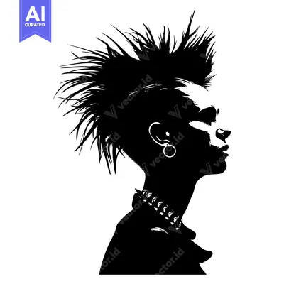 Silhouette of a woman with a mohawk hairstyle