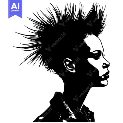 Premium design asset: Silhouette of a Woman with a Spiky Mohawk Hairstyle