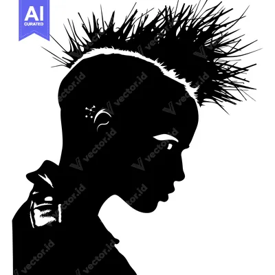 Silhouette of a Person with a Spiky Hairstyle and Piercings