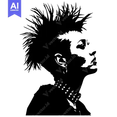 Popular premium asset: Silhouette of a Person with Spiked Hair and a Choker