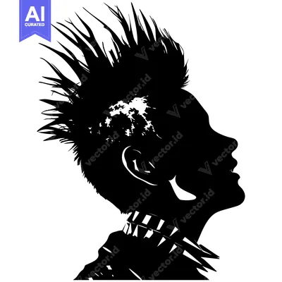 Silhouette of a Punk Rocker with a Spiked Mohawk