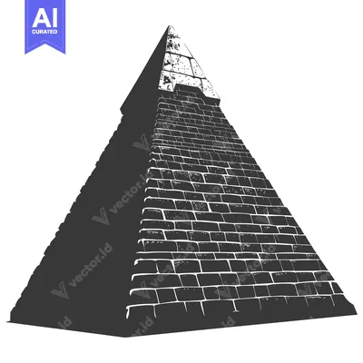 Aset desain premium: A grayscale depiction of a stone pyramid with a flat top