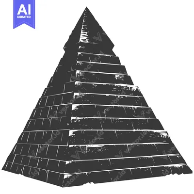 Aset desain premium: A Black and White Illustration of a Pyramid