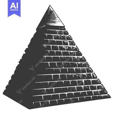 Aset premium populer: A Black and White Illustration of a Stone Pyramid